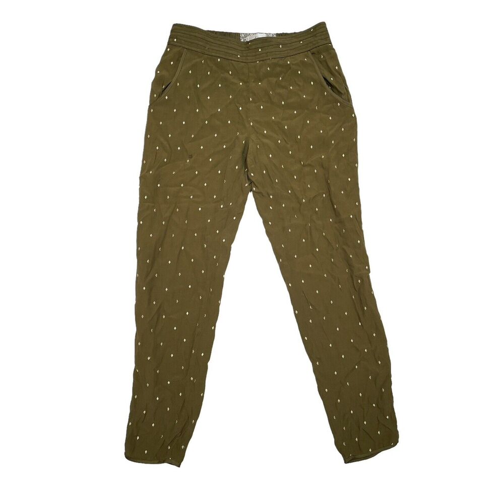 Anthropologie Elevenses Pants Size 2 Green Lightweight Slim Leg Boho Casual